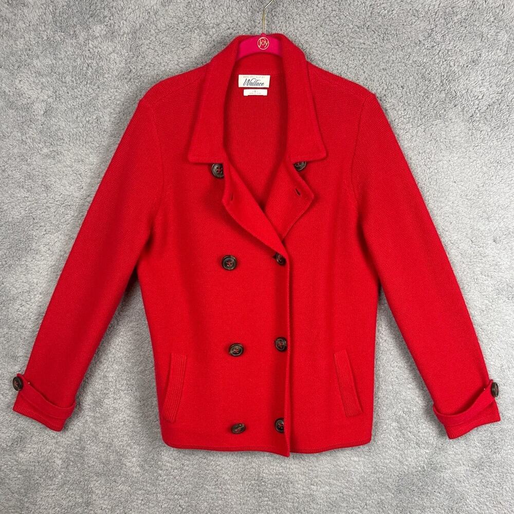 Vintage J.Crew Wallace Women’s 100% Merino Double Button Red Wool Cardigan S